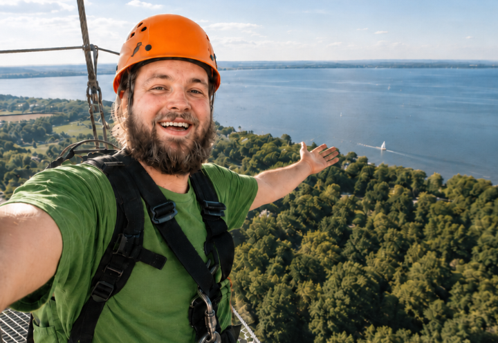 Eine Familie erlebt gemeinsam den atemberaubenden Ausblick vom SkyLoop
