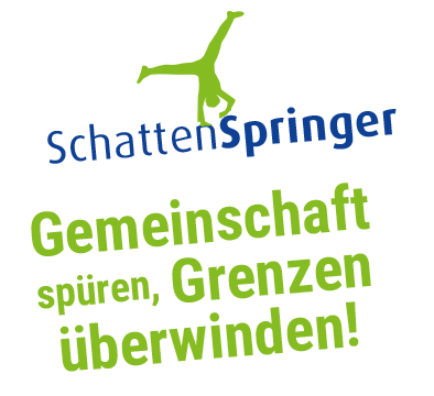 Schattenspringer Logo mit Slogan Gemeinschaft sp�ren, Grenzen �berwinden!